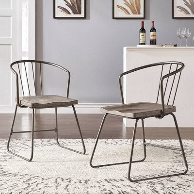  Set Of 2 Nowell Iron Dining Chairs Gray - Inspire Q