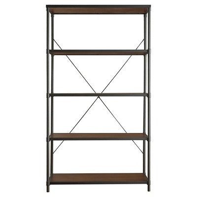  72" Webster 4 Shelf Mixed Media Bookshelf Black - Inspire Q