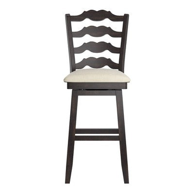  29" South Hill French Ladder Back Swivel Height Barstool Black - Inspire Q