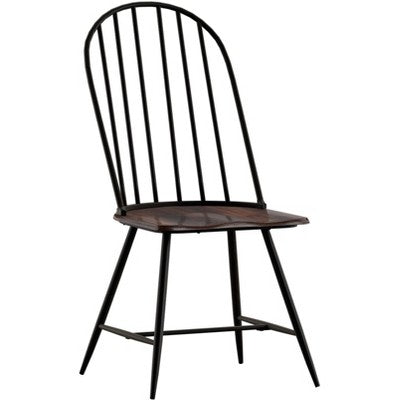  Set Of 4 Raelyn Two-Tone Spindle Windsor Dining Chairs Black - Inspire Q