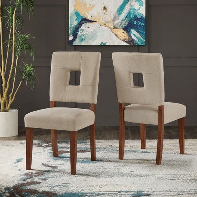  Set Of 2 Troy Upholstered Fabric Keyhole Dining Chairs - Inspire Q