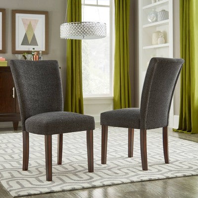  Set Of 2 Quinby Upholstered Parson Dining Chairs Black Heather - Inspire Q