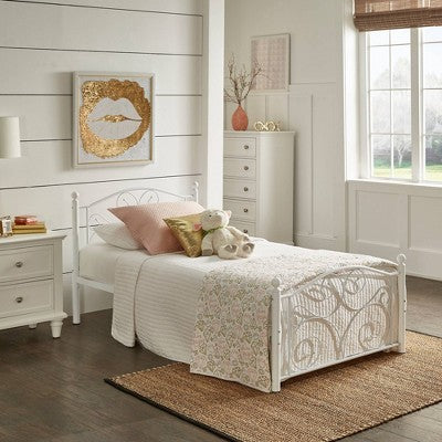  Twin Metal Platform Bed White - Inspire Q