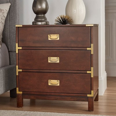  Borden Campaign 3-Drawer Nightstand - Inspire Q