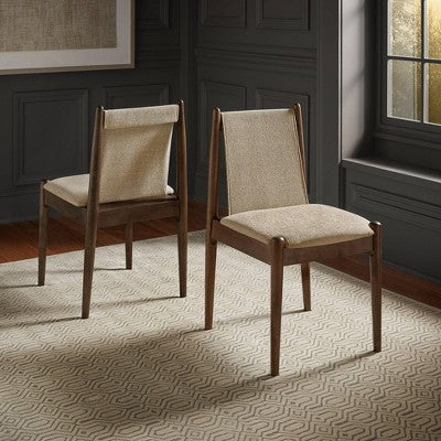  Set Of 2 Mckinley Walnut Finish Cocoa Fabric Dining Chairs Walnut - Inspire Q