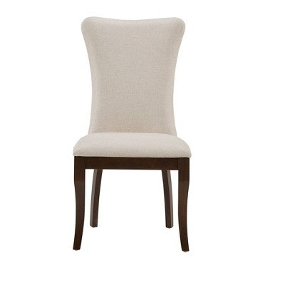  Set Of 2 Airelle Nailhead Trim Upholstered Wingback Dining Chairs Beige - Inspire Q