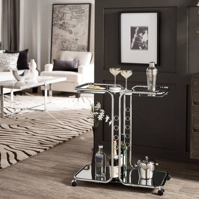  Ripley Chrome Finish Bar Cart Silver - Inspire Q