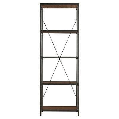  74.25" Webster 4 Shelf Mixed Media Bookshelf Black - Inspire Q