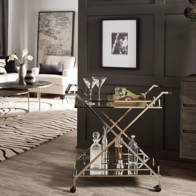  Rosanne Champagne Bar Cart Gold - Inspire Q