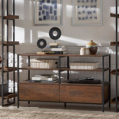  Felicia Rustic Industrial Metal/Wood TV Stand Console Table - Inspire Q