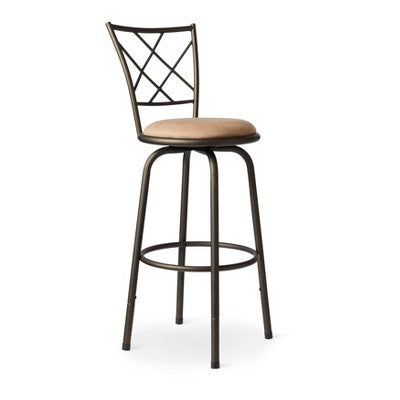  Set Of 3 Camilla Adjustable Swivel Barstool Quarter Cross Back Peat Brown - Inspire Q