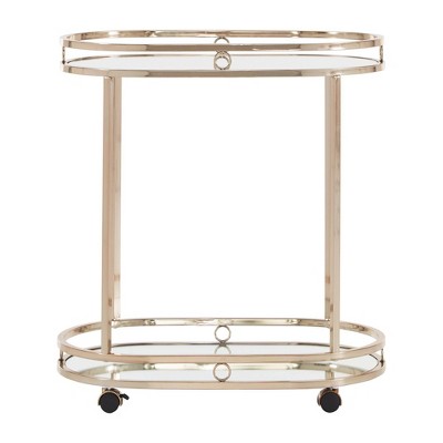  Bartram Oval Bar Cart Champagne Gold - Inspire Q