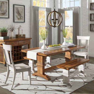  Delaney Two Toned Rectangular Solid Wood Top Dining Table - Inspire Q