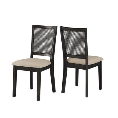  Set Of 2 South Hill Beige Linen Rattan Back Dining Chairs - Inspire Q