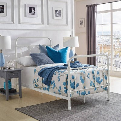  Twin Caledonia Metal Bed Antique White - Inspire Q