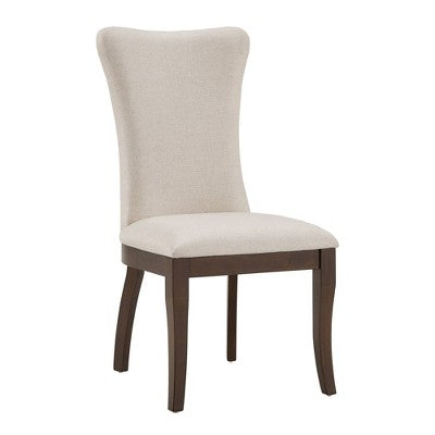  Set Of 2 Airelle Nailhead Trim Upholstered Wingback Dining Chairs Beige - Inspire Q
