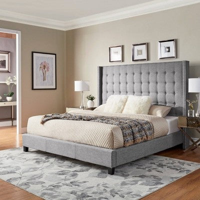  King 65" Madison Wingback High Headboard Bed Smoke - Inspire Q