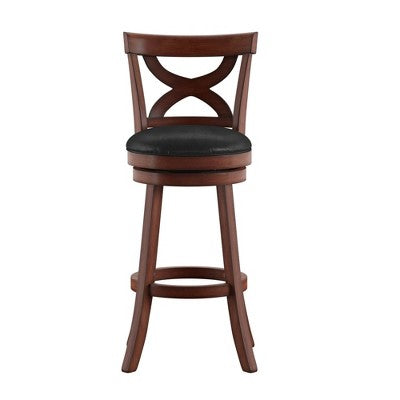  30" Fleta Dark Cherry X Back Swivel Barstool Black - Inspire Q