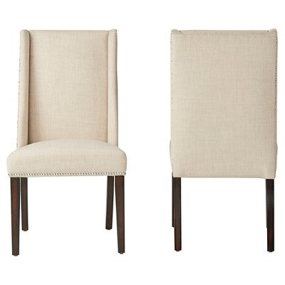  Set Of 2 Harlow Wingback Dining Chair With Nailheads Oatmeal - Inspire Q