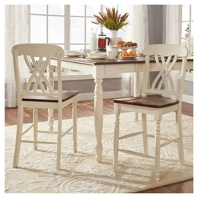  Set Of 2 24" Countryside Counter Height Barstools Antique White - Inspire Q