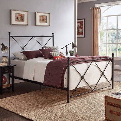  Queen Nelley Double X Bed Black - Inspire Q