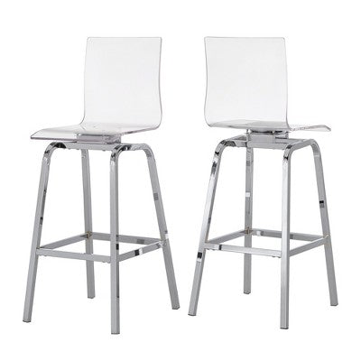  Alta Modern 29" Barstools (Set Of Two) Chrome - Inspire Q