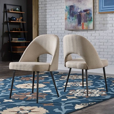  Set Of 2 Ragan Black Finish Fabric Upholstered Dining Chairs - Inspire Q